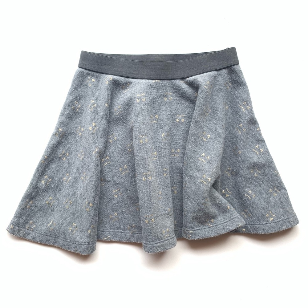 GYMBOREE Girls Gold Cat Face Print Skirt Small 5-6